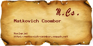 Matkovich Csombor névjegykártya